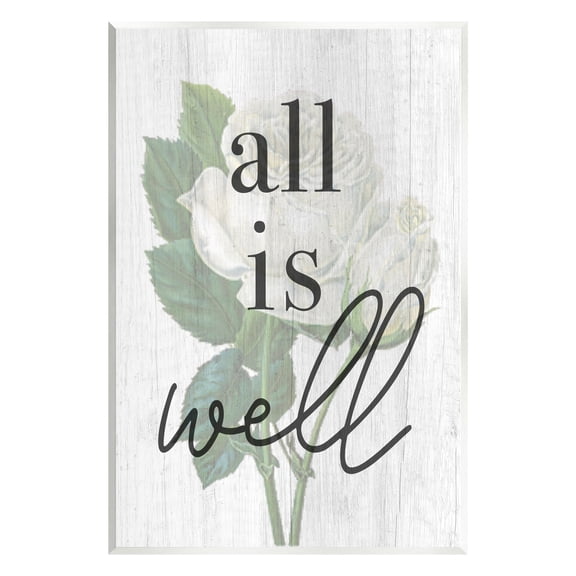 Stupell Industries Floral All is Well Phrase Inspirational Painting Unframed Art Print Wall Art, 10 x 15