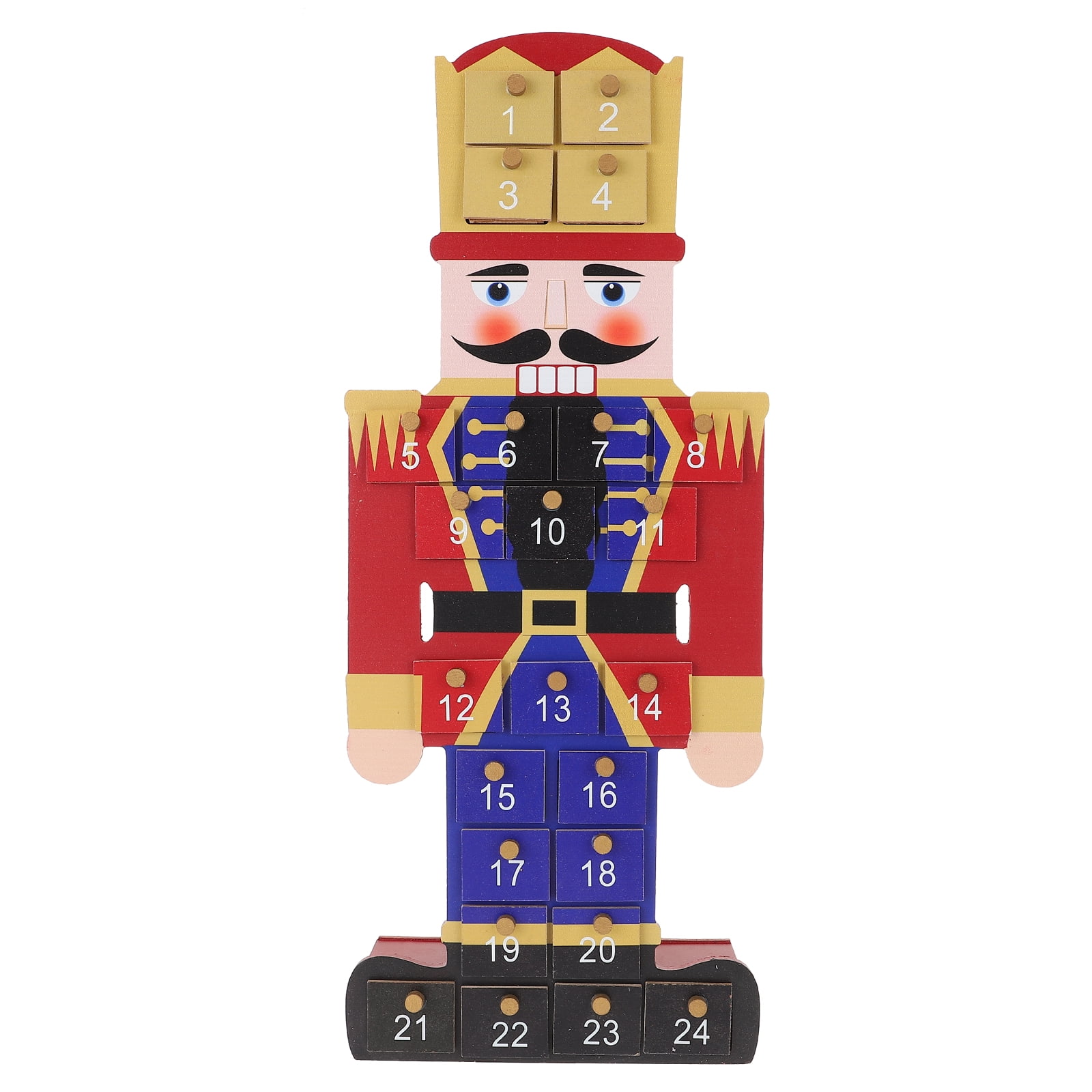 NUOLUX 1Pc Christmas Countdown Calendar Wooden Nutcracker Advent