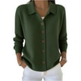 thumbnail image 3 of Womens Button Up Cardigans,Knit Long Sleeve Sweaters, Lapel Collared Tops for Fall Winter Fashion Wear 2026 Dark Green 5XL, 3 of 5
