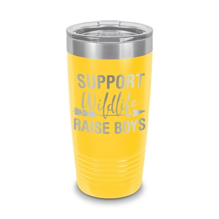 

Support Wildlife Raise Boys Tumbler 20 oz - Laser Engraved w/ Clear Lid - Stainless Steel - Vacuum Insulated - Double Walled - Travel Mug - wild kids crazy boys girls family - Yellow