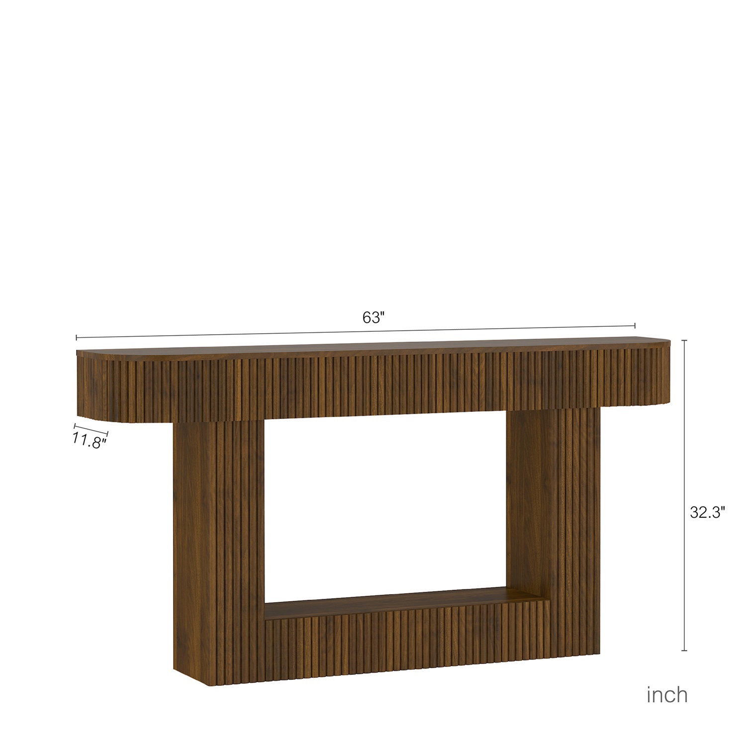 Hommoo 62.9-Inch Farmhouse Wooden Console Table, Rustic Rectangular Sofa Table for Living Room, Entryway, Hallway & Foyer, MDF Wood-Grain Accent Table with Leveling Feet, Walnut