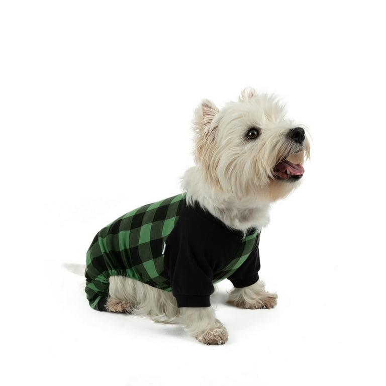 Leveret Dog Cotton Pajama Black & Green Plaid XXL 
