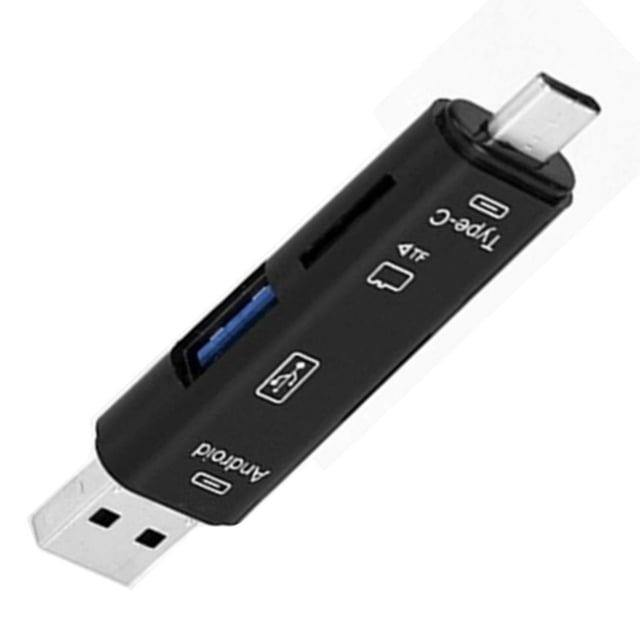 Adaptador USB 5 en 1 AIIUSB 1 Pza Negro Salidas Micro-USB USB 2.0 Compatible Tipo-C Entradas USB Micro SD