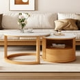 thumbnail image 3 of Harper & Bright Designs Modern Nesting Coffee Table with Drawer, Round Center Table with storage for Living Room, Natural, 3 of 14