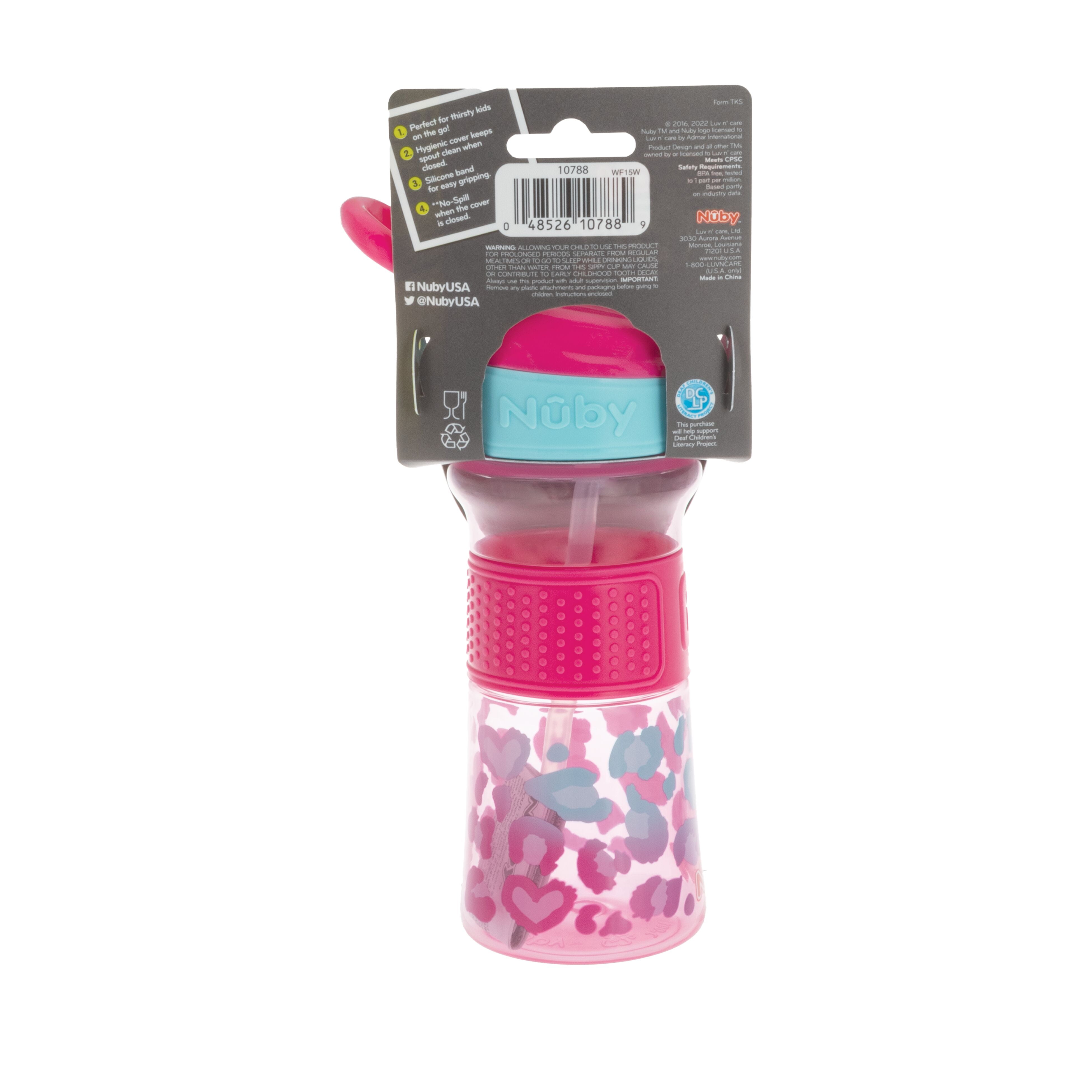 (3 pack) Nuby Thirsty Kids Flip-It Reflex Water Straw Cup, 12 fl oz