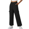 thumbnail image 5 of Roncen Women's Solid Wide-Leg Cargo Pants - Casual Loose Fit Trousers with Elastic Waist & Functional Pockets, 5 of 8