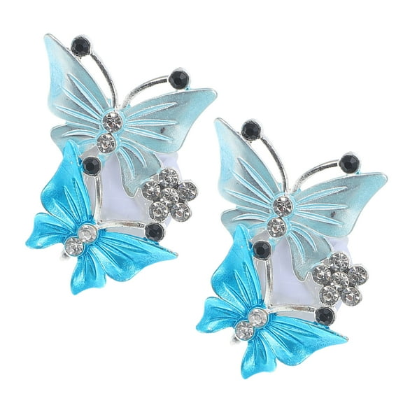 WHAMVOX Butterfly Shaped Car Air Vent Clips with Rhinestone for Women Blue Easy to Use for Car 2pcs