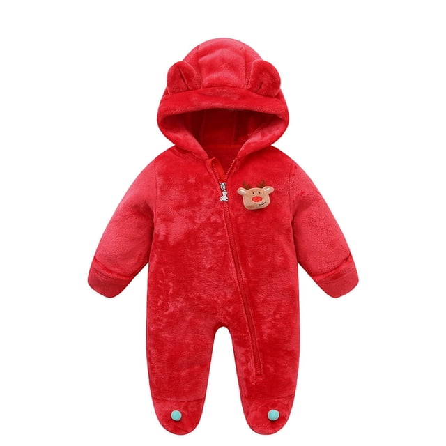 Mono de bebé de una pieza, bonito y suave, con diseño de animales, para Navidad, cumpleaños, para niños y niñas, otoño e invierno, con capucha, de 3 a 6 meses