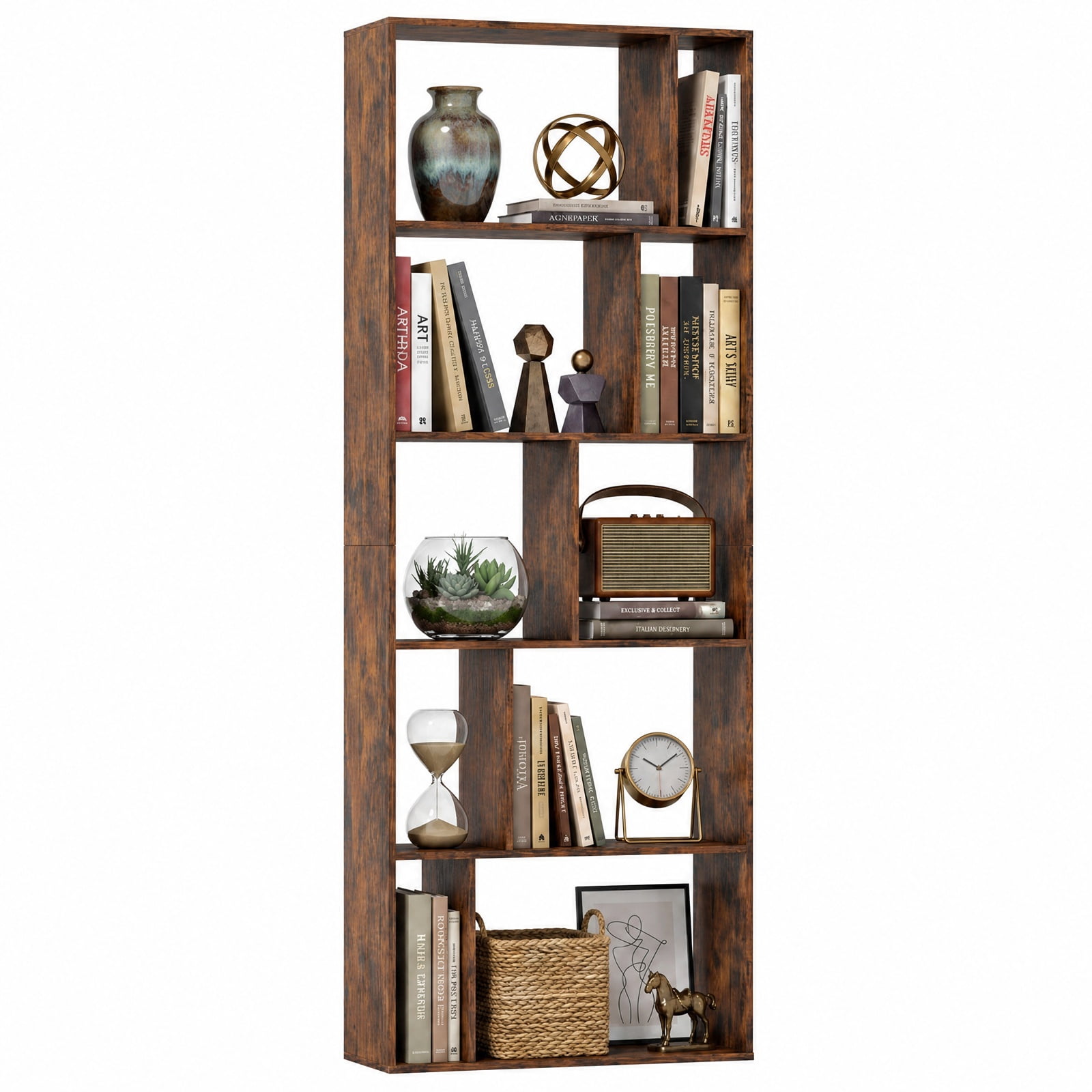 Furnibear 5-Tier Modern Bookshelf with Open Back and 2 Anti-Tipping Kits for Living Room Home Office Bedroom Display Storage Shelf, Brown