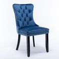 thumbnail image 3 of Velvet Dining Chair Set of 2, Modern High-end Button Tufted Accent Chairs Side Chair with Nailhead Trim & Solid Wood Leg & Pull Ring, Comfy Upholstered Armless Table Chair Dining Room Chairs, Blue, 3 of 7