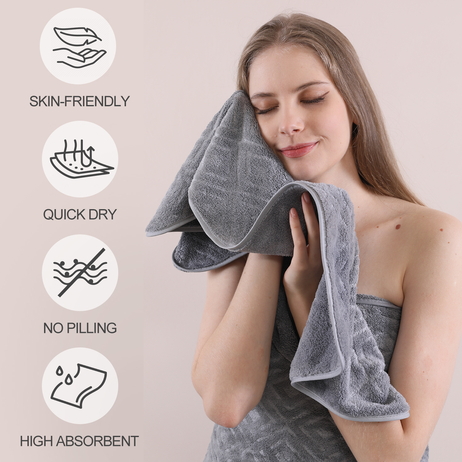 12 Piece Family Towels Set for Bathroom, Quick Drying, High Absorbent Ultra Soft Towel Sheet, Includes 4 Bath Towels, 4 Hand Towels, & 4 Washcloths (Dark Gray)