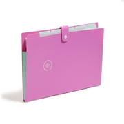 U Brands U-Eco 6 Pocket Expandable File Folder, Open Top Folder, Pink and Gray