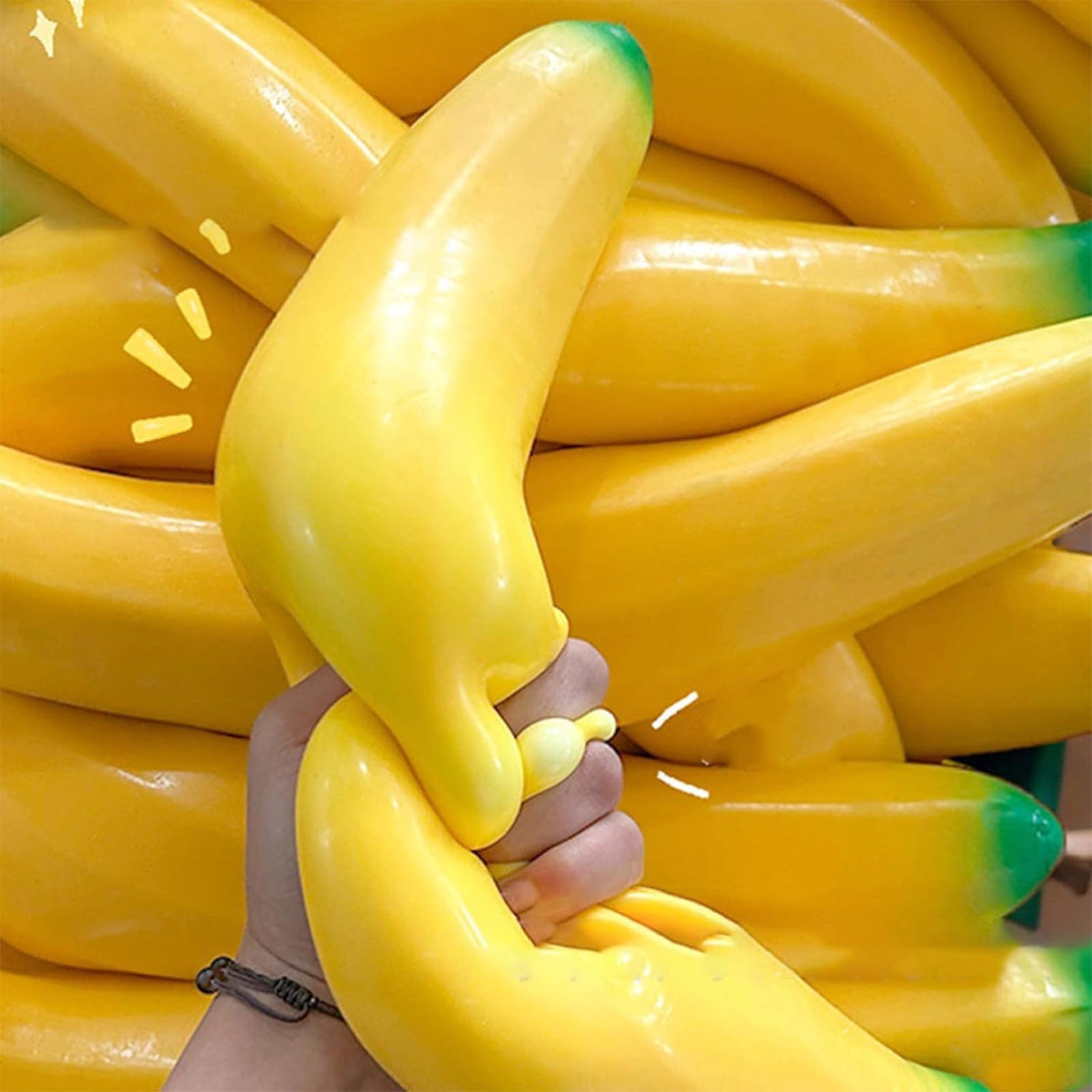 CCWADH Fake Banana Stress Relief Fidget – 17.7 Inch Large Soft Rubber Desk Accessory | Lightweight Squeeze Fidget for Adults | Novelty Office Decor, Relaxation Tool