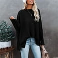 thumbnail image 2 of Women Oversized Sweaters, Women's Off Shoulder Long Batwing Sleeve Loose Pullover Sweater Knit Jumper Tunics Top, 2 of 5