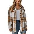 thumbnail image 3 of SAYOO Women’s Autumn Mid-Length Coat, Plaid Print Long Sleeve Lapel Button Closure Loose Cardigan with Belt, 3 of 7