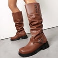 thumbnail image 2 of Mostsola Knee High Boots Women Platform Heel Combat Boots Round Toe Fashion Motorcycle Boots, 2 of 8