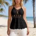 thumbnail image 2 of XIYON Womens Tank Tops Women’S Cool V Neck Sleeveless Solid Color Breathable Vest Hollow Open Back Tie Camisole Beach Vacation Boho Top Breathable, 2 of 5