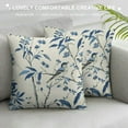 thumbnail image 3 of Nawypu Navy Blue Floral Pillow Covers  Watercolor Flower Bird Decorative Throw Pillows Outdoor Blue and White Spring Square Cushion Cover for Home Couch Sofa Bedding, Set of, 3 of 5