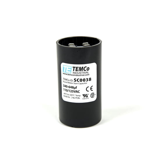 TEMCo 540-648 uF MFD CD60 Start Capacitor 110-125V AC Round | 50/60 Hz