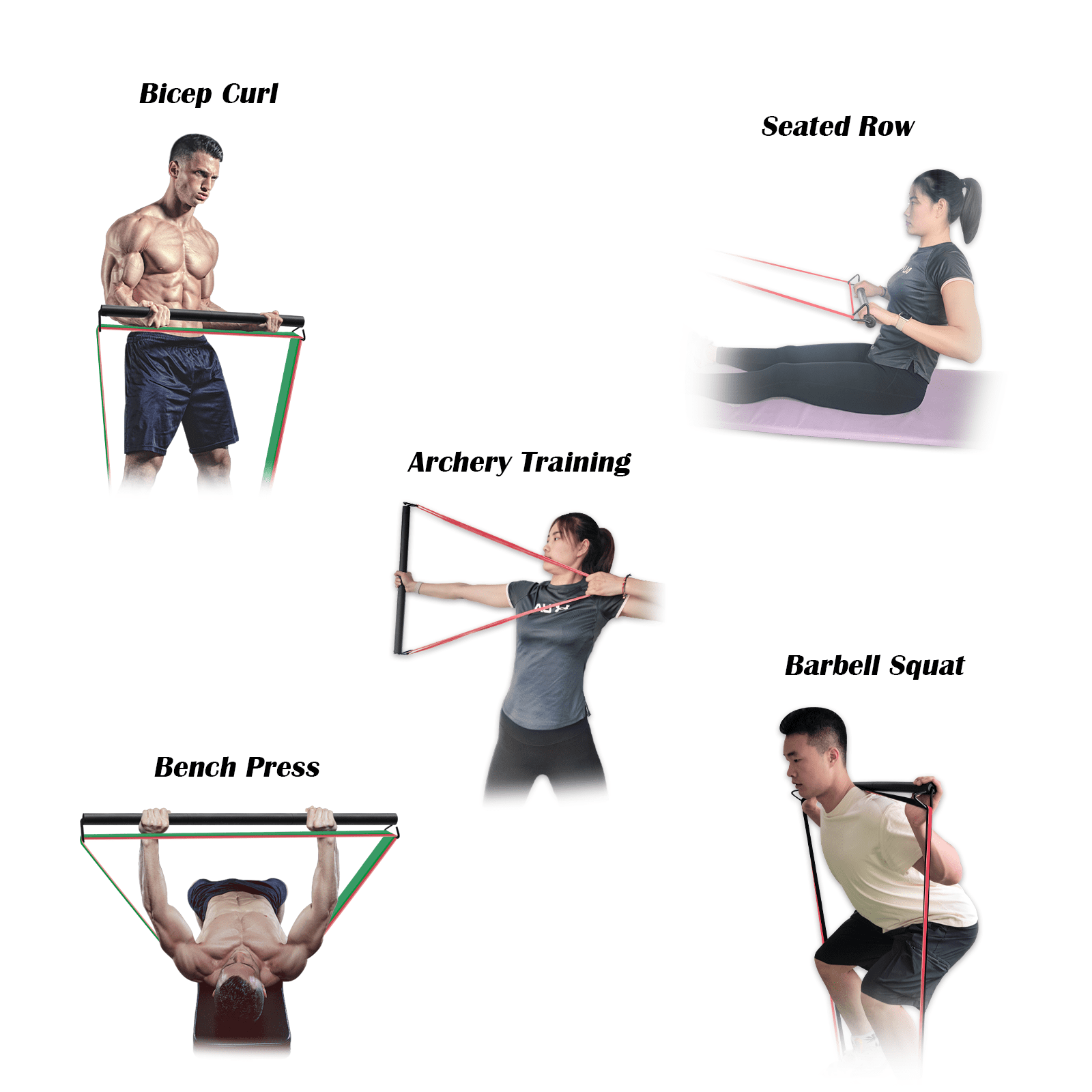 Prebene Resistance Band Bar,Portable Weightlifting Training, Suit for Home Exercise
