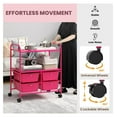 thumbnail image 5 of Rolling Storage Cart with 4 Drawers - Utility Cart on Wheels w/2 Shelves & Metal Frame, Paper Scrapbook File Organizer for Home Office School Classroom, Movable Art Cart (Pink), 5 of 8