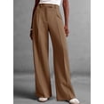 thumbnail image 5 of Women Wide Leg Pants High Waisted Business Casual Work Trousers Dressy Pants with Pockets Brown M, 5 of 9
