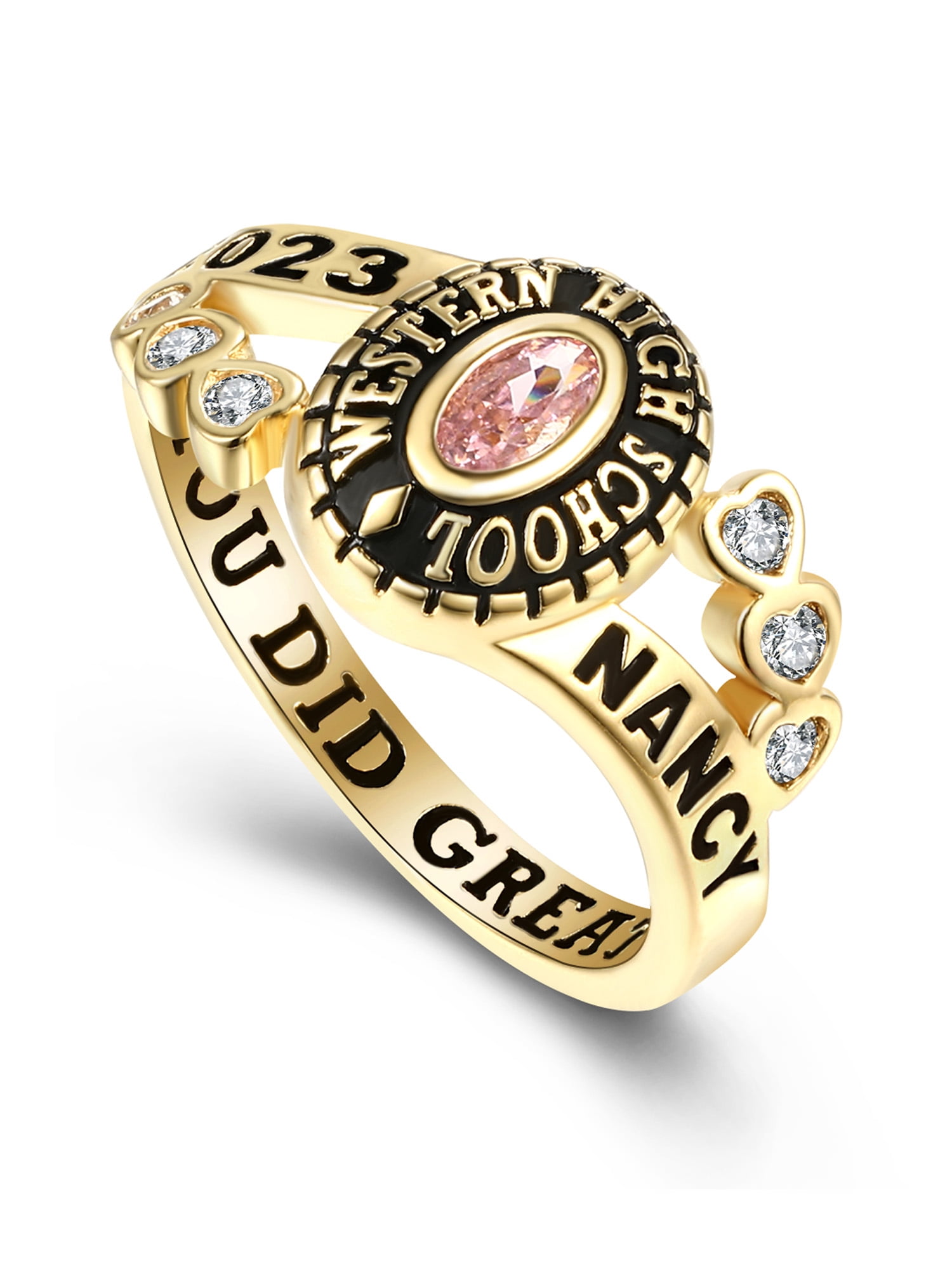 Mementos PJM Custom Women's Class Rings 10kt Yellow Gold for High School or College Graduation