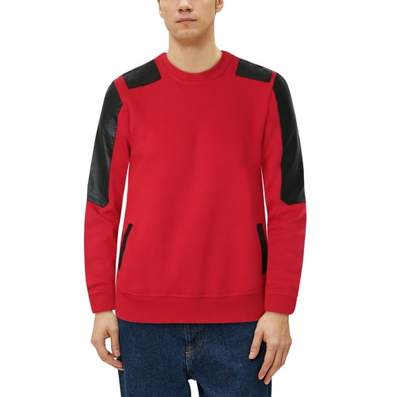 Hat and Beyond Men's Fashion Synthetic Snake Hide Shoulder Accents Pullover Sweatshirt