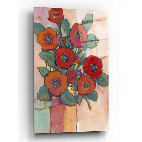 Epic Art 'Poppies in a Vase I' by Tim O'Toole, Acrylic Glass Wall Art, 12"x16"