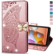 COTDINFOR Compatible with Samsung Galaxy S21 FE Case Glitter Bling with Card Holder and Stand Leather Flip Wallet