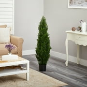 Nearly Natural 4 Cedar Tree Artificial Tree (Indoor/Outdoor), Green