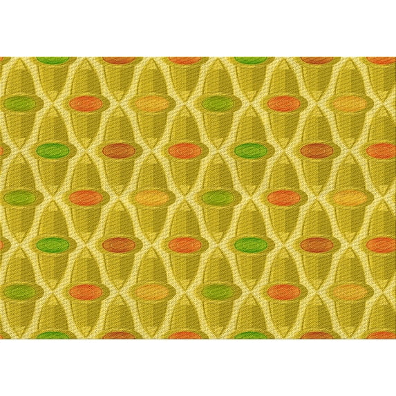 Ahgly Company Machine Washable Indoor Rectangle Transitional Yellow Area Rugs, 2' x 3'