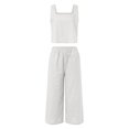 thumbnail image 6 of CILENON Sweat Suits for Womens 2 Piece Women's 2 Piece Outfits Square Neck Linen Tank Crop Top Wide Leg Pants Matching Set Tracksuit Sweat Set Lounge Wear for Women 2 Piece Set (White,L), 6 of 6