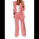 thumbnail image 2 of Conjuntos de 2 Piezas para Mujer, Grandes, Estilo Informal de Negocios, Larga, Solapa, Pantalón Recto, Trajes. Rosa XL, 2 of 5