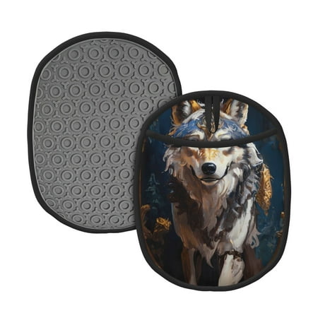 

Naloa Oil Painting Tribal Wolf Silicone Pot Holders Oven Mitts Heat Resistant Hot Pads Non Slip Pot Holder for Kitchen Baking and Cooking 9.4 x 7.5 Inches