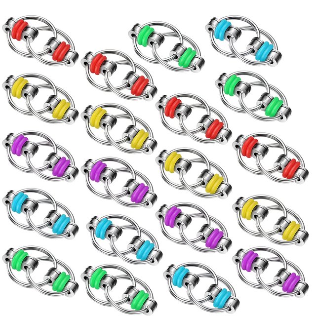Cadena de bicicleta de 15 piezas, cadena de rodillos para dedos, juguete sensorial JM