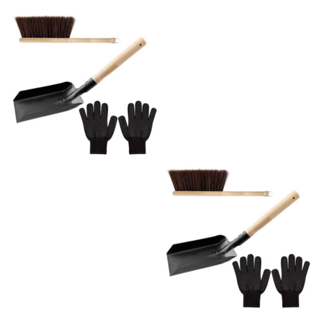 Wosthever Fireplace Tools Hearth Brush Gloves Set for Wood Burner Firepit Tipo 1 2piezas