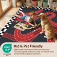 thumbnail image 4 of Design&I 8'x10' Washable Area Rug Checkered Border Bold Stripes Loops Vintage Track Layout Car Playful Expressive for Living Room, Family Extra Large Skid-Resistant Low Profile, 4 of 7