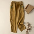 thumbnail image 6 of Knee Length Summer Casual Elastic Waisted Side Split Button Shorts with Pockets for Women Linen, 6 of 6