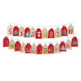 thumbnail image 1 of 24 bolsas de calendario de Adviento navideñas con pinzas de madera, ideales para decoración del hogar. Regalo con cordón ajustable. rojo y lino, 1 of 9
