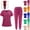 Hot Pink, variant on HAJWOH Scrubs For Women Set V-neck Top & Straight Pants with Drawstring Medical Nursing Uniforms Set