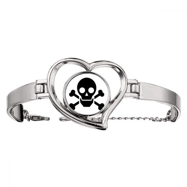 Producto químico peligroso patrón círculo espantoso símbolo ilustración Pulsera pulsera de joyería en forma de corazón Unbranded M