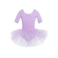 thumbnail image 4 of Sxiwei Kids Girls Short Sleeve Ballet Dance Dress Tutu Skirt Leotard Gymnastics Outfit Dancewear Purple 12-14, 4 of 7