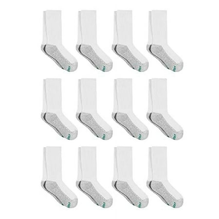 Hanes Boys' Large-Shoe Size: 3-9 Extra Durable Crew Socks Multipack, White