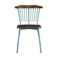 thumbnail image 4 of 21" X 19" X 32" Brown Oak Wood and Teal Metal Side Chair Set of 2, 4 of 6
