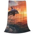 thumbnail image 2 of Pofeuu Sunset Dancing Dolphin B Print Ultra-Soft Micro Fleece Blanket,for Bed Or Sofa,All Season Throw Blankets Flannel Blanket-80"x60", 2 of 7