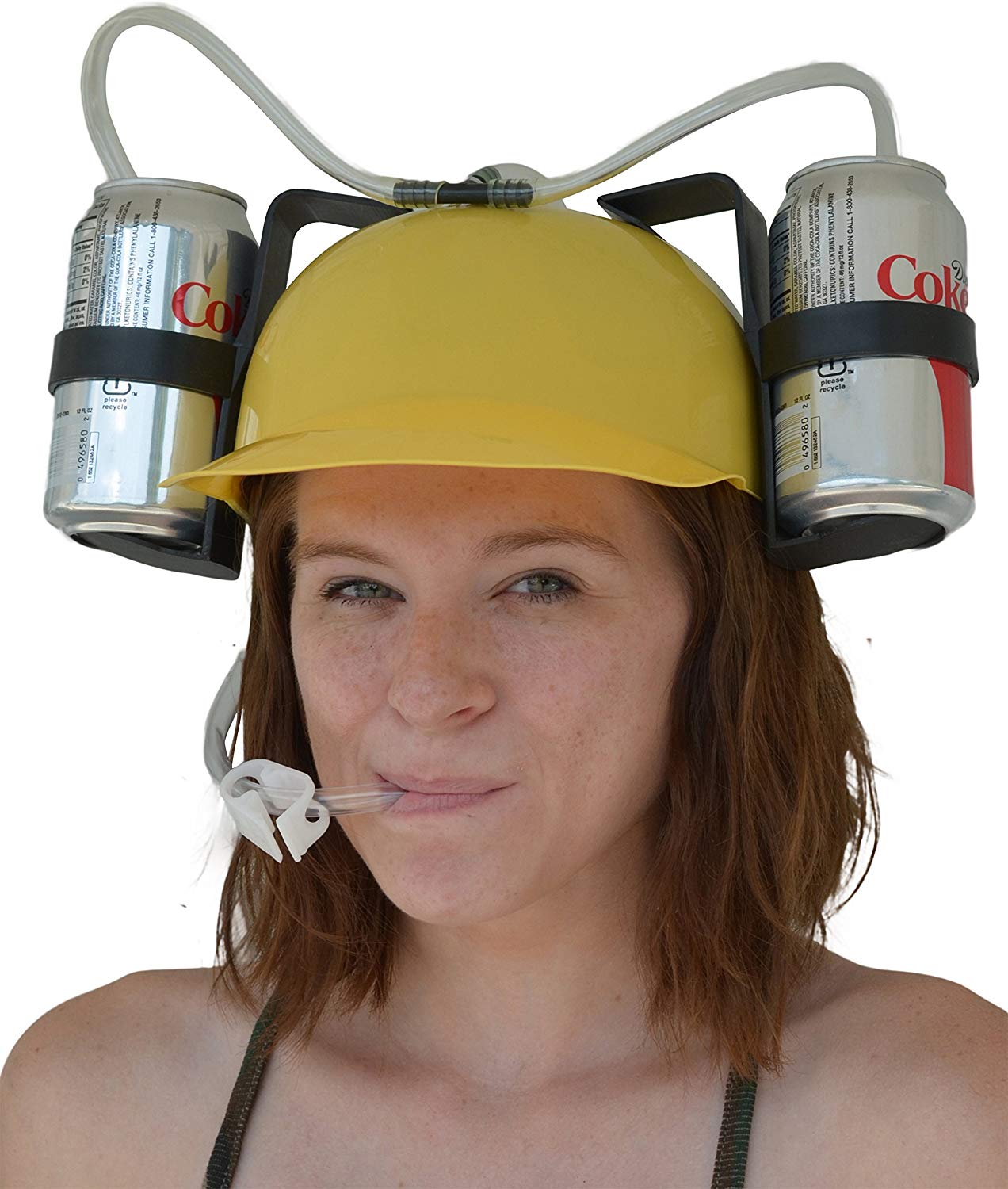 Beer and Soda Guzzler Helmet and Drinking Party Hat, Yellow