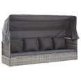 thumbnail image 3 of vidaXL Garden Lounge Bed with Roof Mixed Grey Poly Rattan, 3 of 5