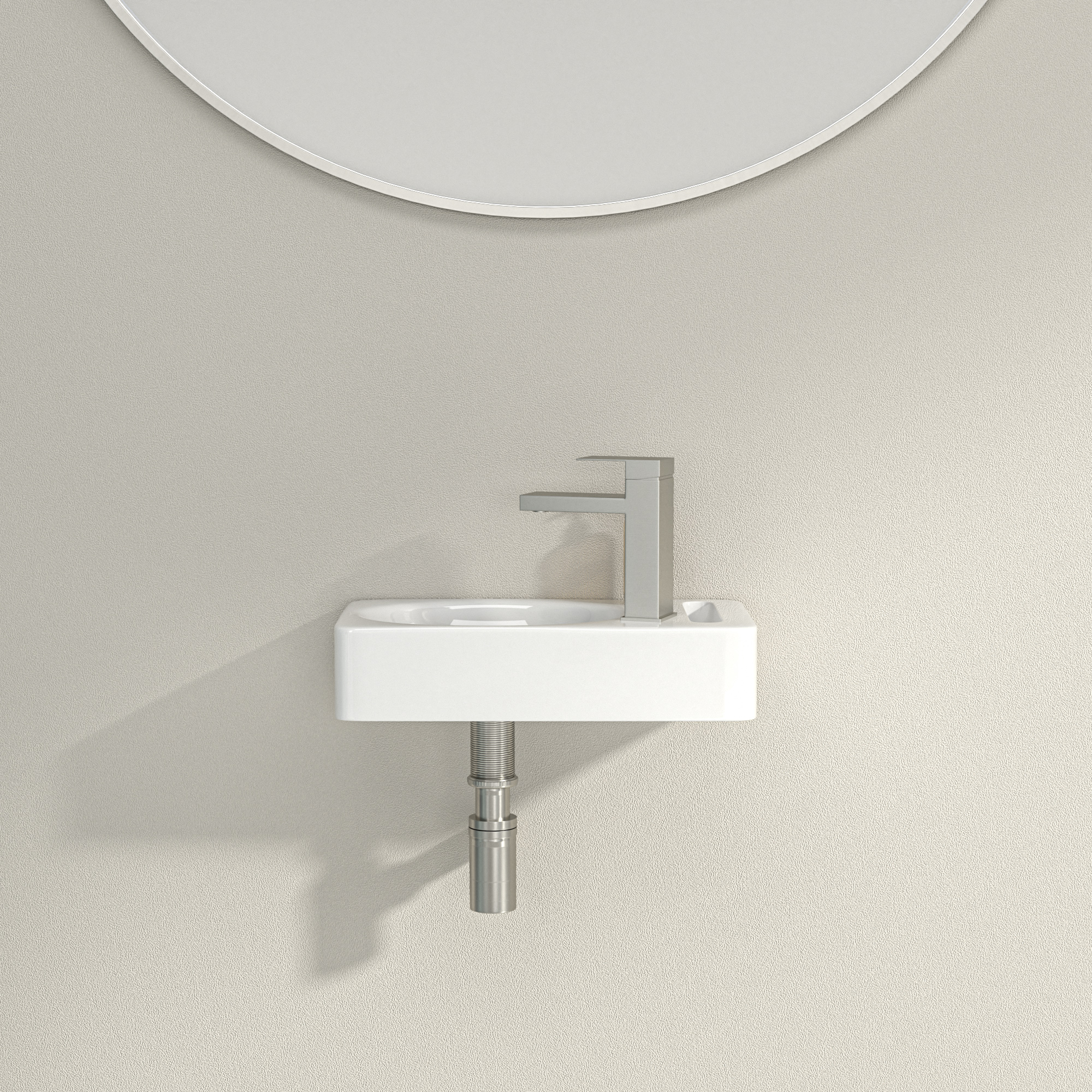 Logmey 15"x8" Porcelain White Bathroom Ceramic Sink Rectangular Wall Mount Sink, Pre-Drilled Faucet Hole