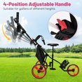 thumbnail image 4 of Patiojoy 3 Wheel Golf Push Cart Lightweight Foldable Caddy Cart for Golf Bags with Adjustable Seat and Handle Umbrella Holder and Foot Brake Red, 4 of 7